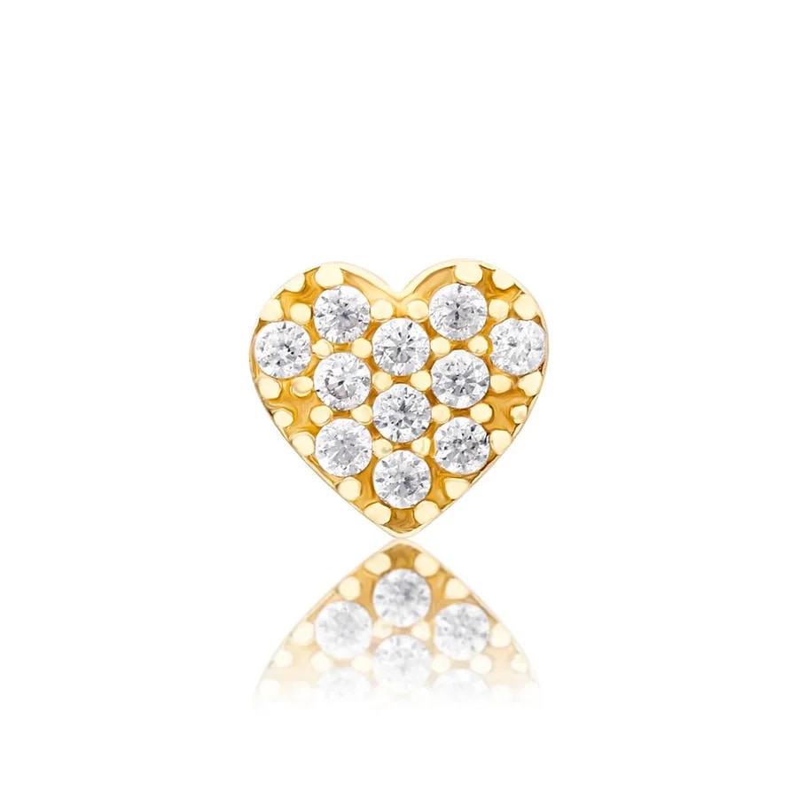 14 Ayar altın minik taşlı kalp piercing
