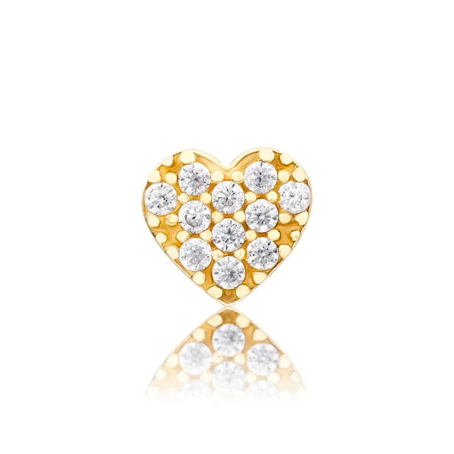 14 Ayar altın minik taşlı kalp piercing